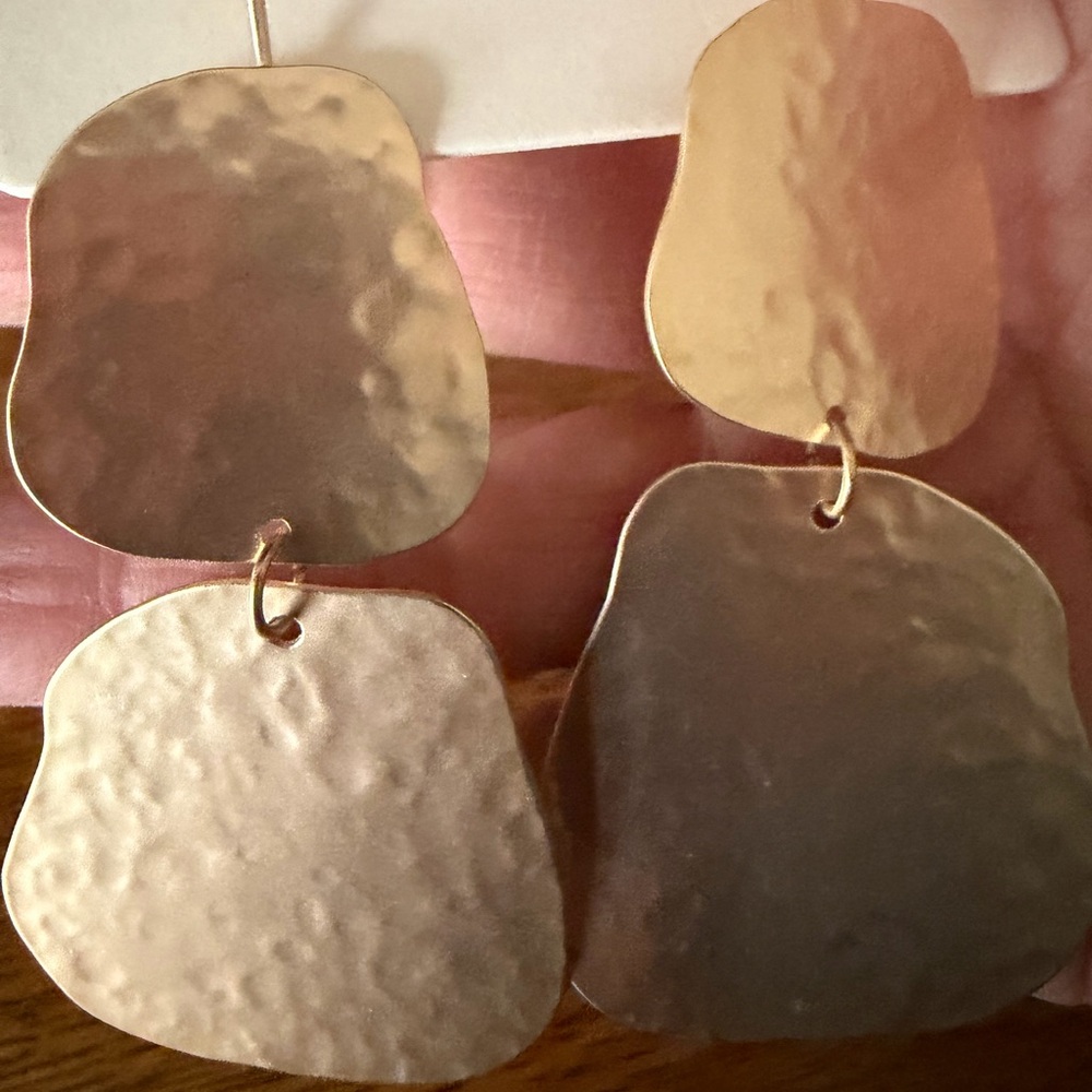 Banana Republic Gold Hammered Double-Drop Earrings